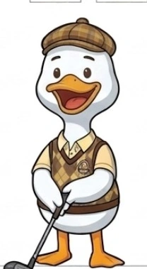 골프채와 모자를 든 골프 Goodie